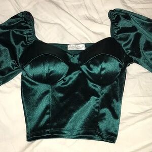 Honey & June Pine Green Corset Blouse Size Medium